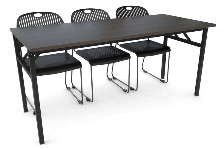 Sonic Steel Black Frame Folding Table [1600L x 700W] Sonic dark oak 