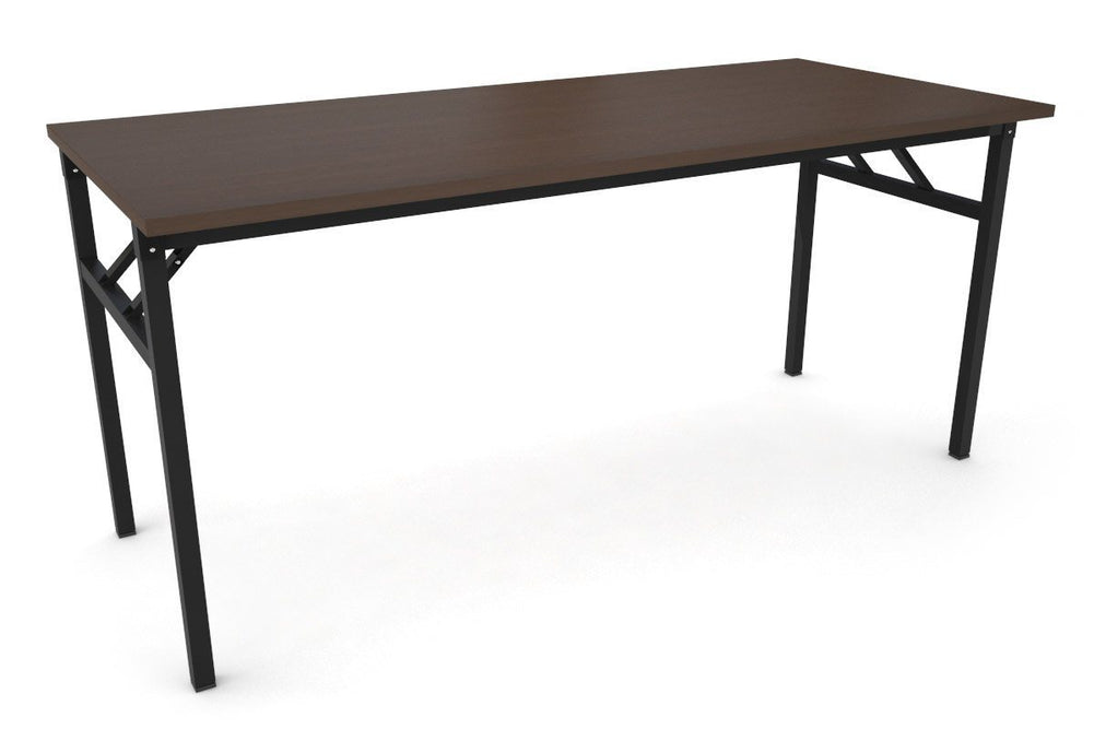 Sonic Steel Black Frame Folding Table [1600L x 700W]-dark oak  