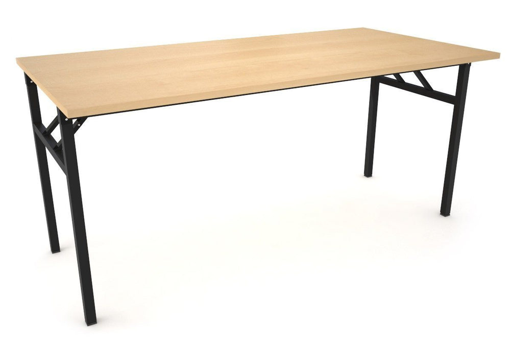 Sonic Steel Black Frame Folding Table [1600L x 800W]-dark oak  
