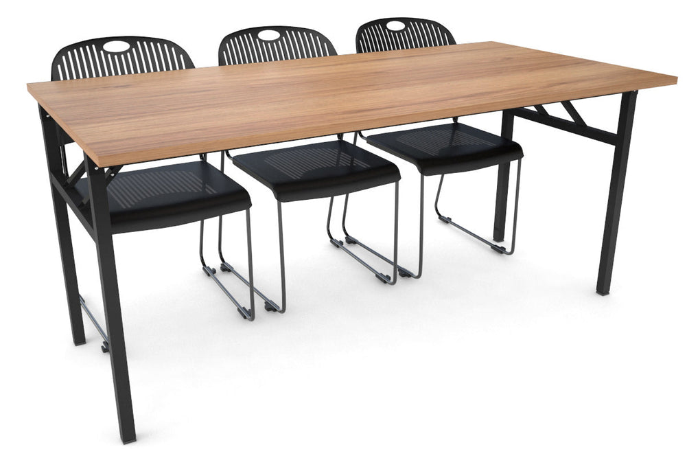 Sonic Steel Black Frame Folding Table [1600L x 800W]-salvage oak  