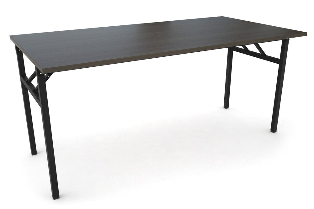 Sonic Steel Black Frame Folding Table [1600L x 800W]-dark oak  