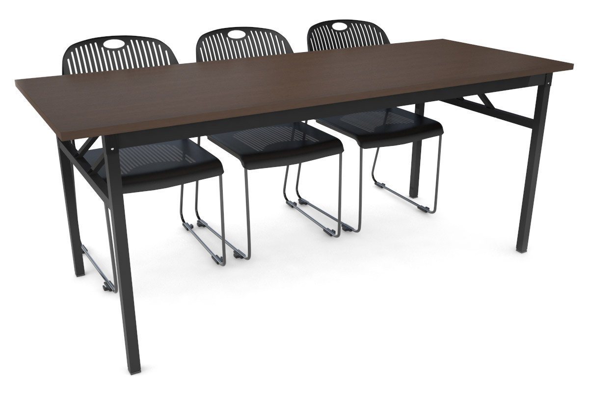 Sonic Steel Black Frame Folding Table [1800L x 700W]-dark oak  