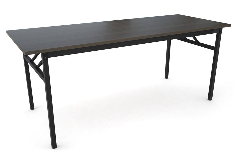 Sonic Steel Black Frame Folding Table [1800L x 700W]-dark oak  