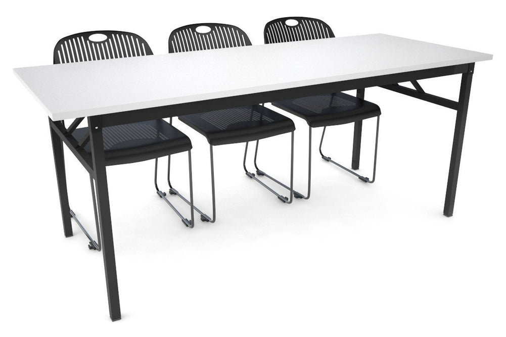 Sonic Steel Black Frame Folding Table [1800L x 700W]-white  