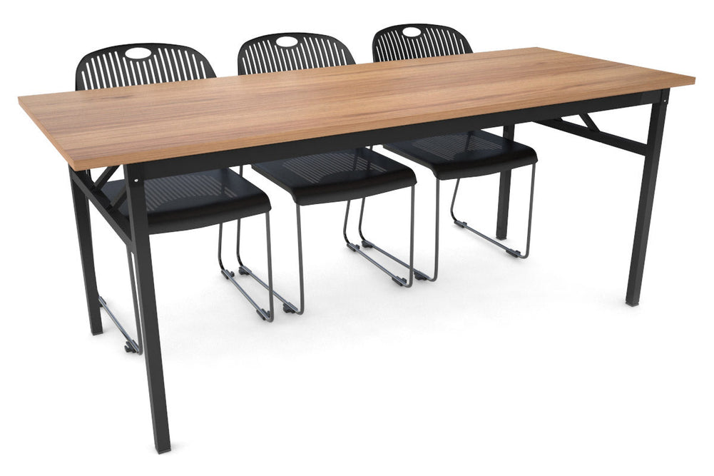 Sonic Steel Black Frame Folding Table [1800L x 700W]-salvage oak  