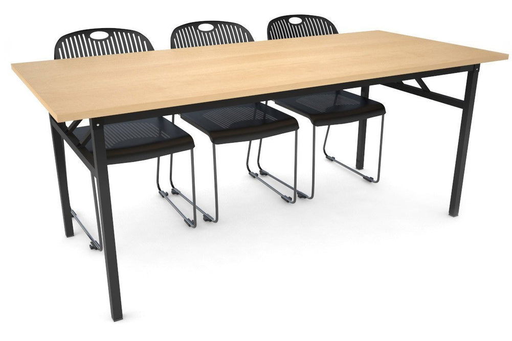 Sonic Steel Black Frame Folding Table [1800L x 800W]-maple  