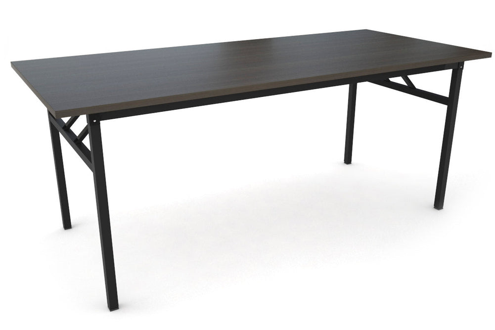 Sonic Steel Black Frame Folding Table [1800L x 800W]-dark oak  