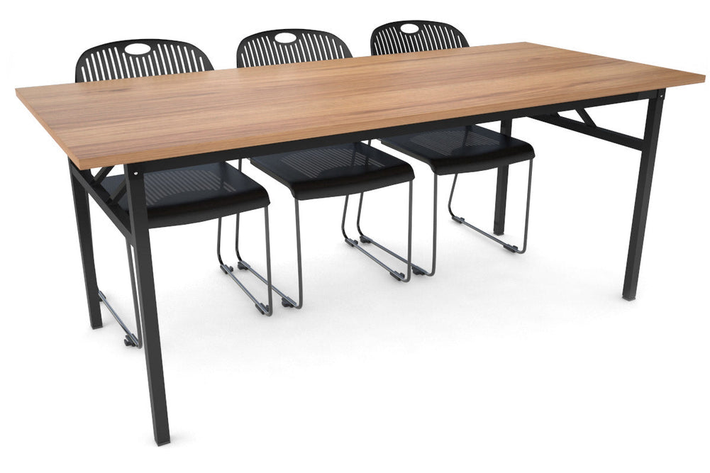 Sonic Steel Black Frame Folding Table [1800L x 800W]-salvage oak  