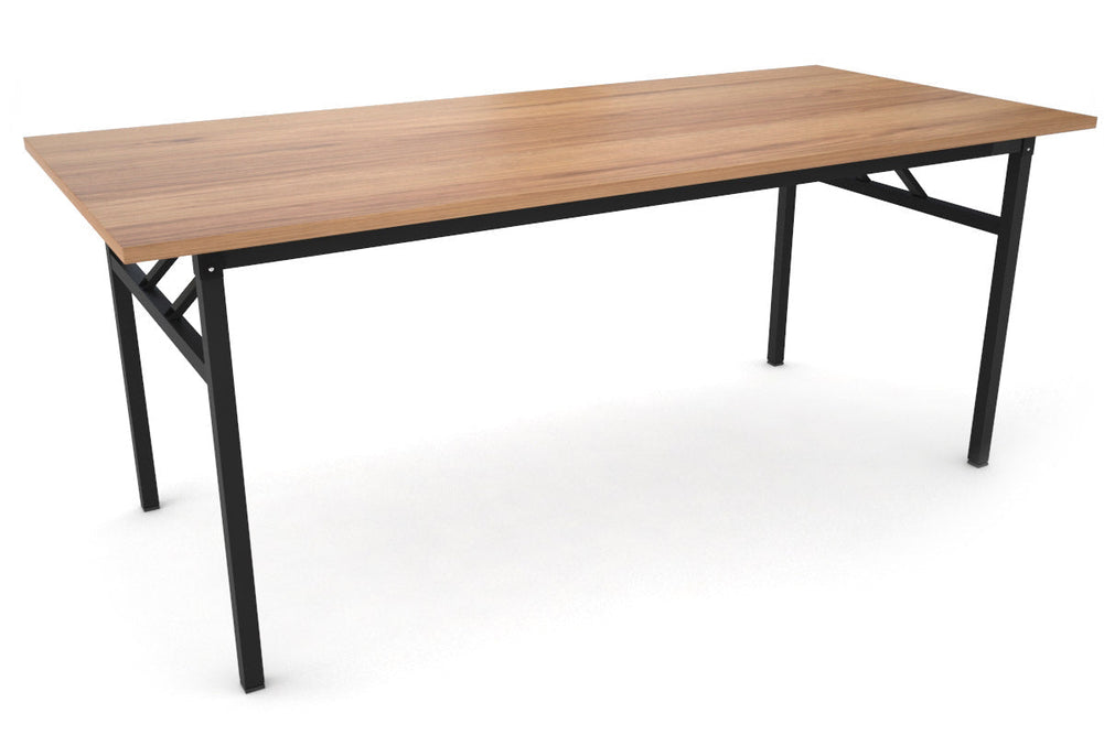 Sonic Steel Black Frame Folding Table [1800L x 800W]-dark oak  