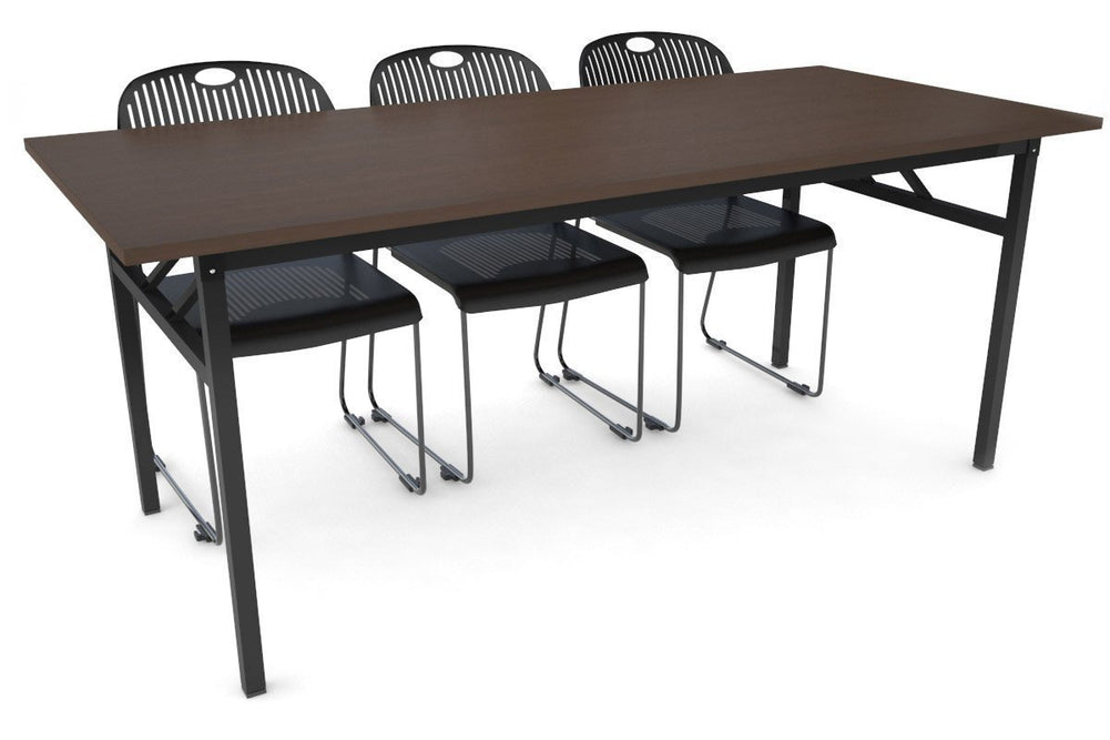 Sonic Steel Black Frame Folding Table [1800L x 800W]-dark oak  