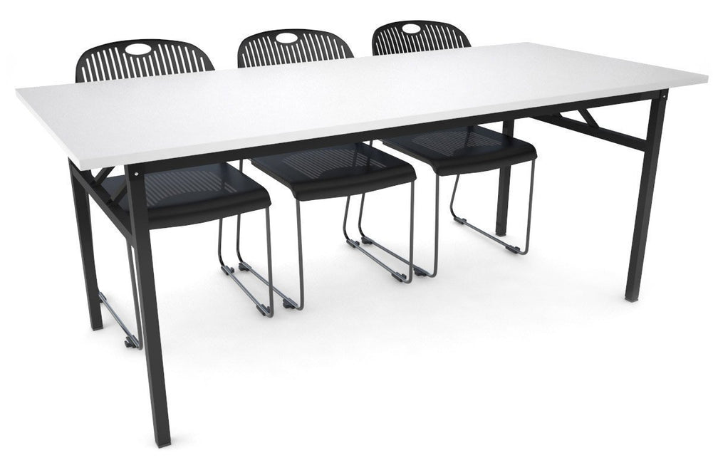 Sonic Steel Black Frame Folding Table [1800L x 800W]-white  