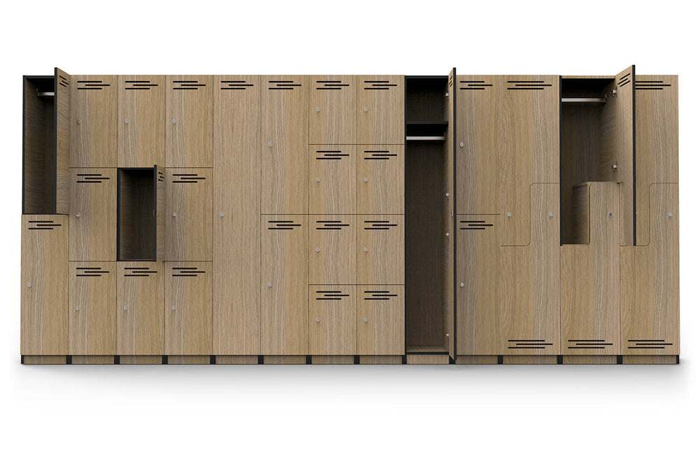 Sonic Step Door Melamine Locker-natural oak with black edging public function digital pin code lock 