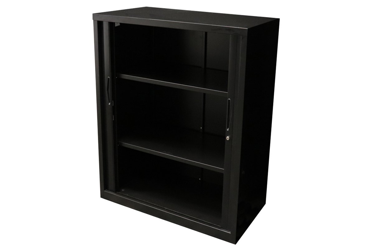 Sonic Tambour Siliding Door Storage Cabinet Metal - Black [1200W x 473D] Sonic 