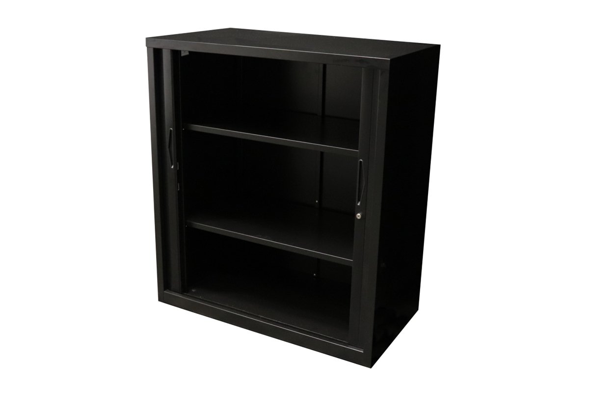 Sonic Tambour Siliding Door Storage Cabinet Metal - Black [1200W x 473D] Sonic 