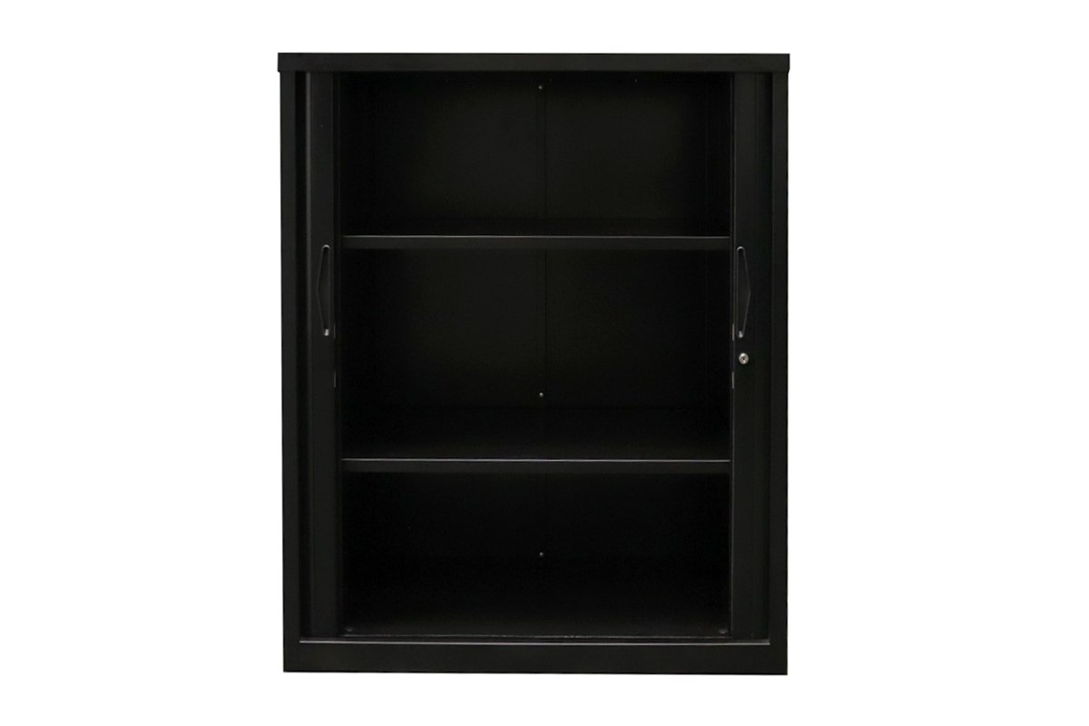 Sonic Tambour Siliding Door Storage Cabinet Metal - Black [1200W x 473D] Sonic 