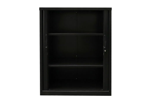 Sonic Tambour Siliding Door Storage Cabinet Metal - Black [1200W x 473D] Sonic 
