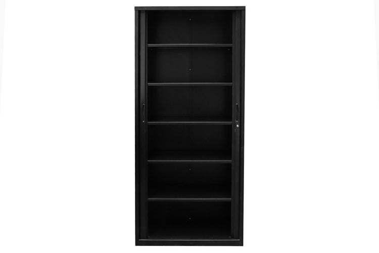 Sonic Tambour Siliding Door Storage Cabinet Metal - Black [900W x 473D] Sonic 
