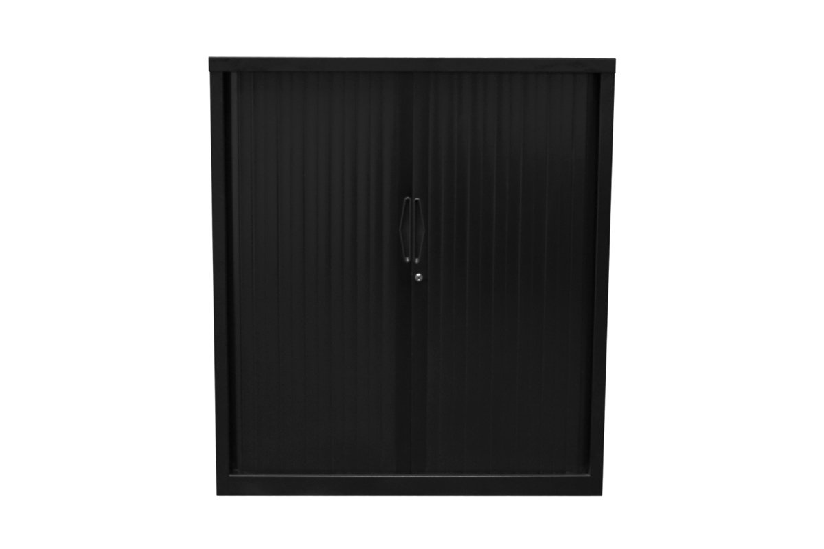 Sonic Tambour Siliding Door Storage Cabinet Metal - Black [900W x 473D] Sonic 