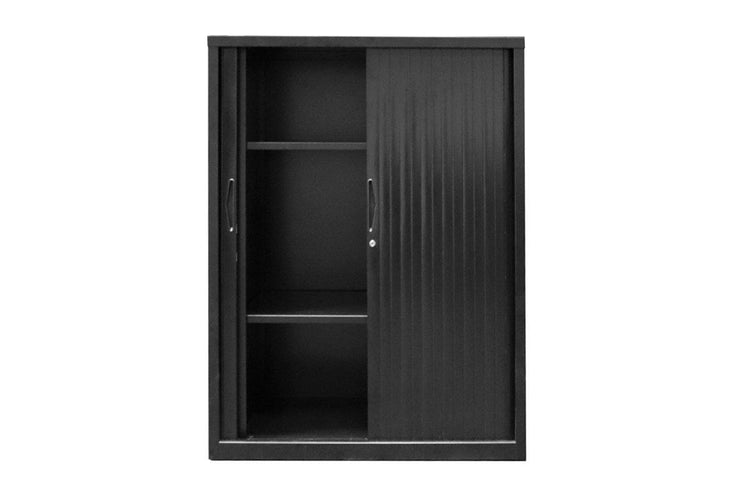 Sonic Tambour Siliding Door Storage Cabinet Metal - Black [900W x 473D] Sonic 