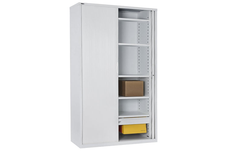 Sonic Tambour Siliding Door Storage Cabinet Metal - White [1200W x 473D] Sonic 1981H pull out file shelf none