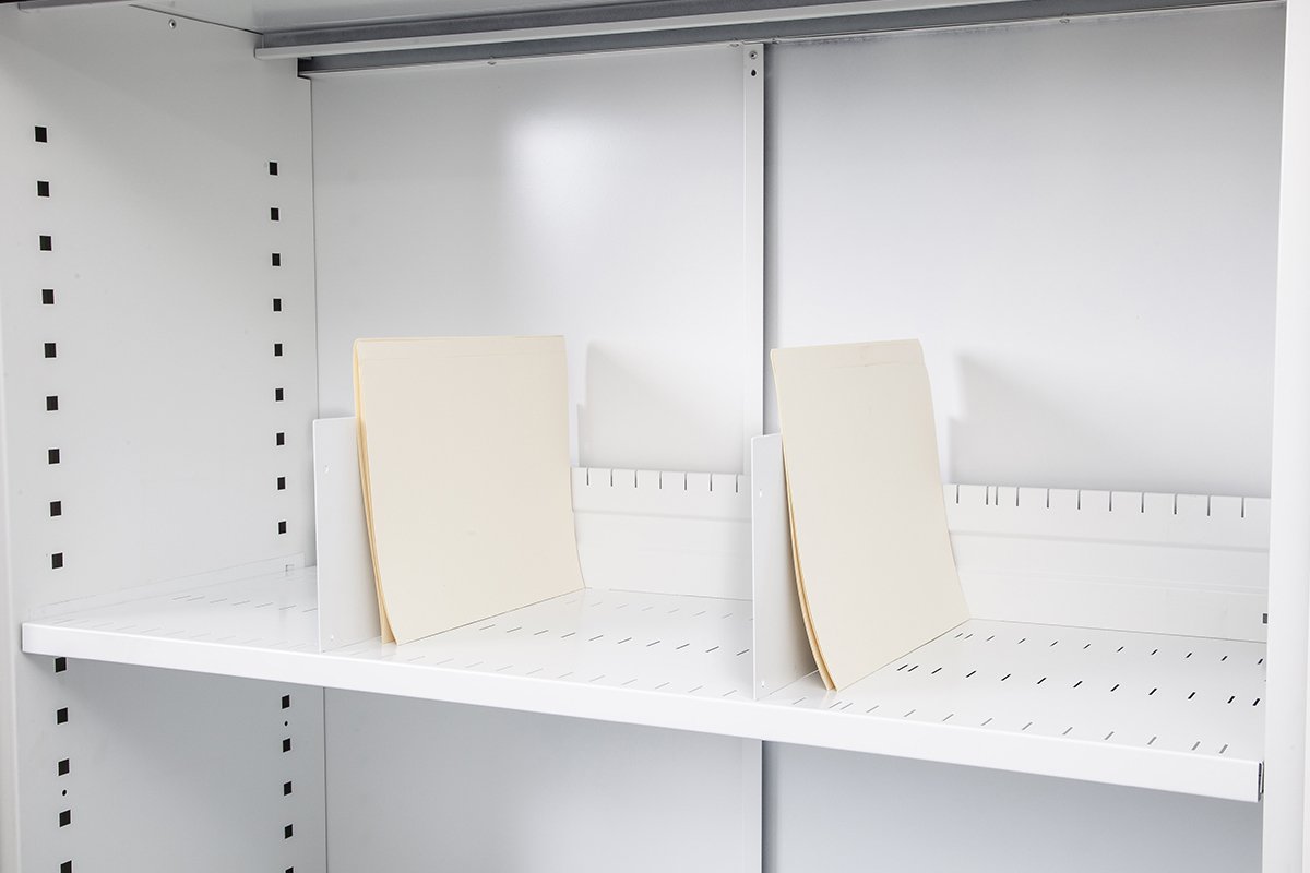 Sonic Tambour Siliding Door Storage Cabinet Metal - White [1200W x 473D] Sonic 1016H slot shelf divider none