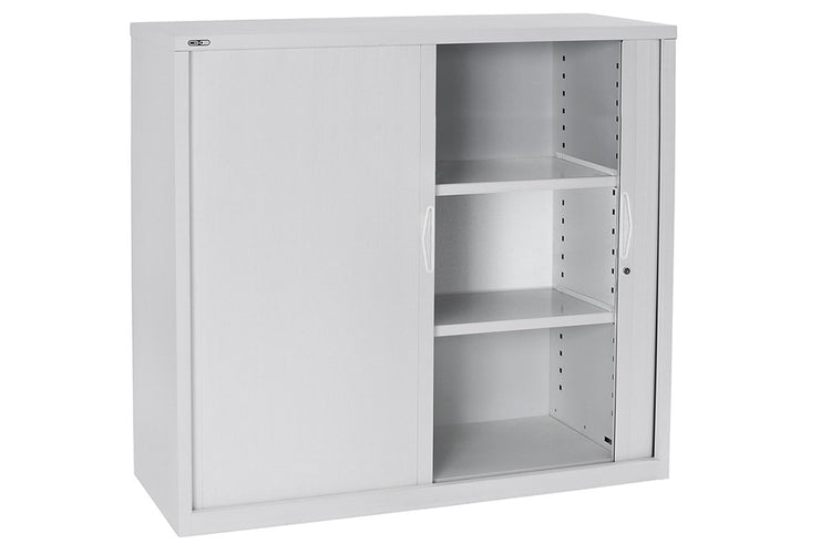 Sonic Tambour Siliding Door Storage Cabinet Metal - White [1200W x 473D] Sonic 1200H extra shelf none