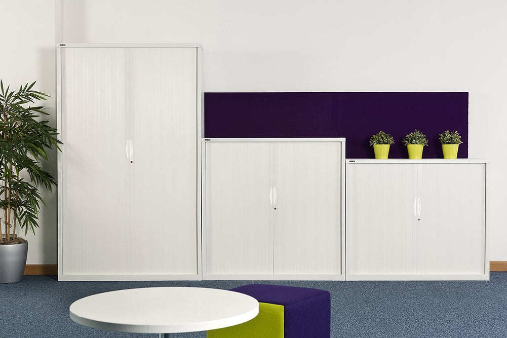 Sonic Tambour Sliding Door Storage Cabinet Metal White - 1981H x 900W-pull out file shelf white planter box 