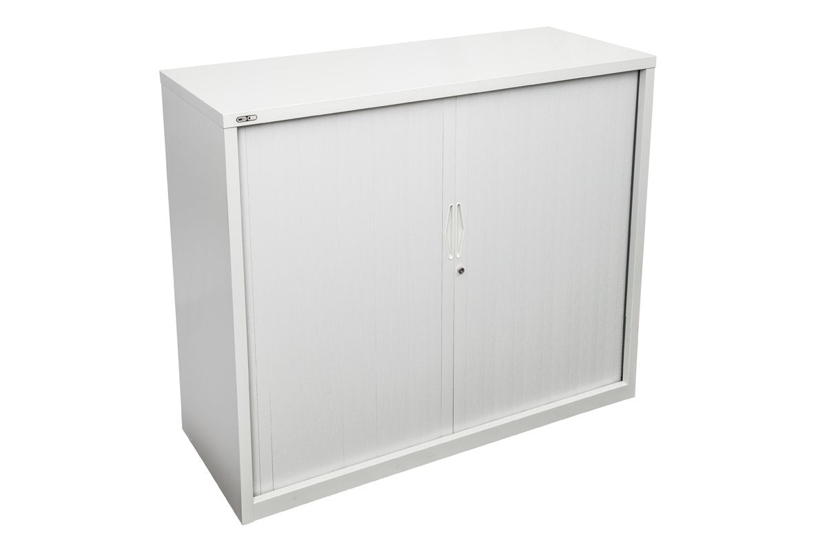 Sonic Tambour Siliding Door Storage Cabinet Metal - White [900W x 473D] Sonic 1016H none none