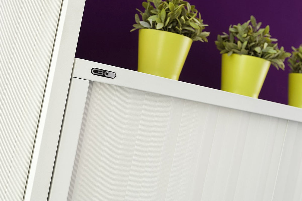 Sonic Tambour Sliding Door Storage Cabinet Metal White - 1981H x 900W-pull out file shelf white planter box 