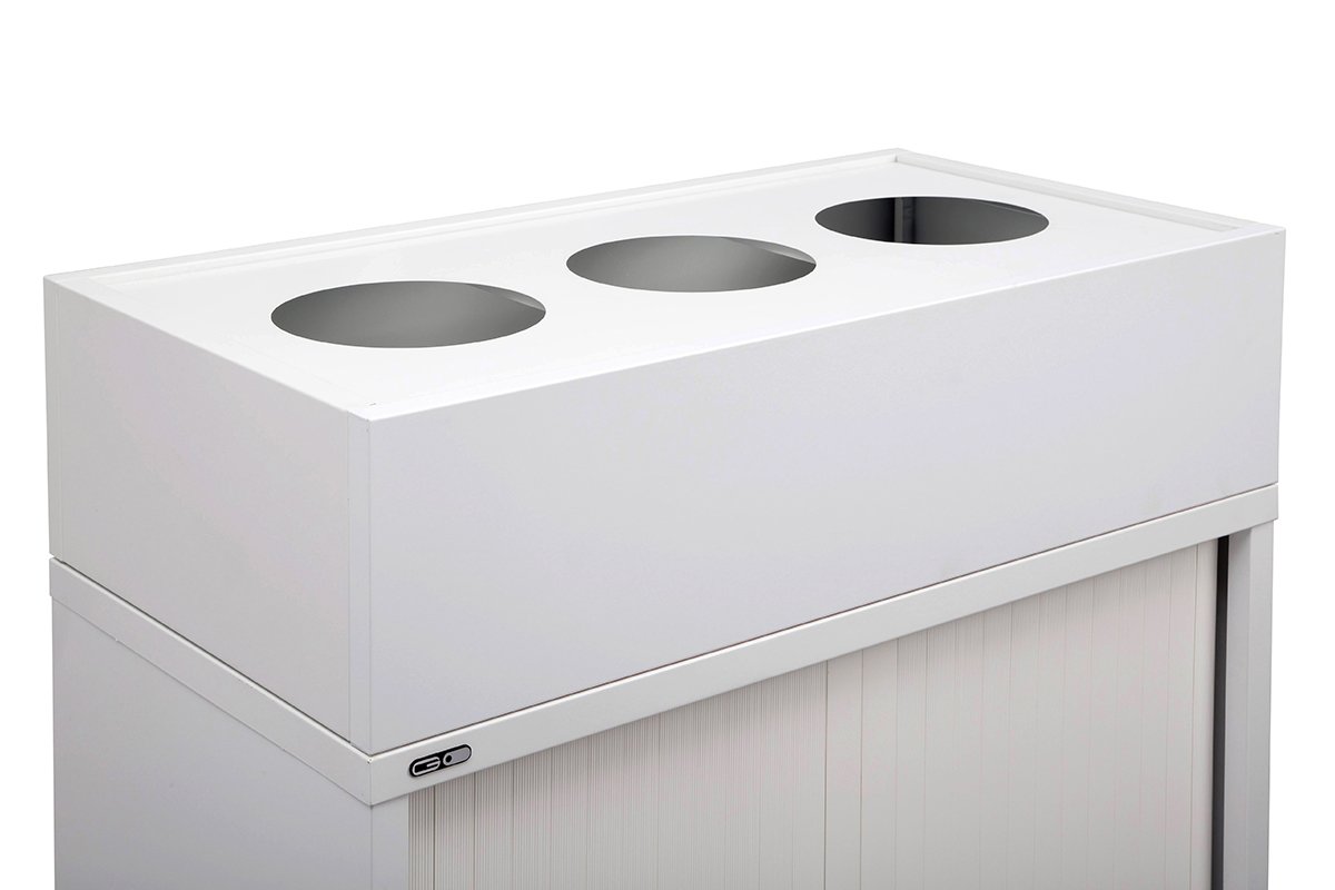Sonic Tambour Siliding Door Storage Cabinet Metal - White [900W x 473D] Sonic 