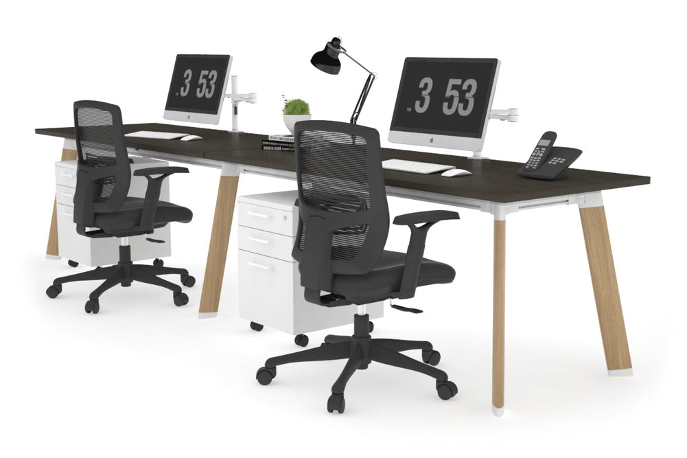 Switch - 2 Person Office Workstation Run [1200L x 700W]-Wood imprint leg dark oak 