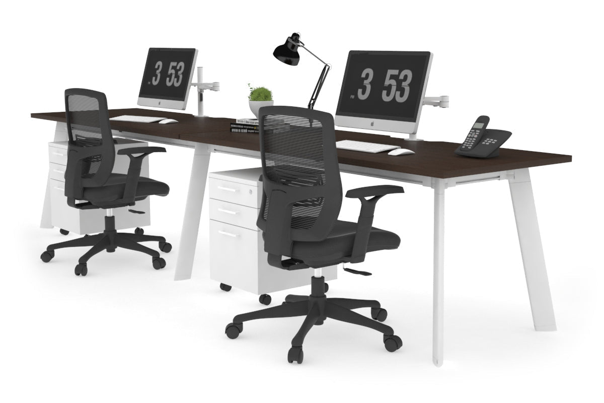 Switch - 2 Person Office Workstation Run [1200L x 800W with Cable Scallop] Jasonl White leg wenge 