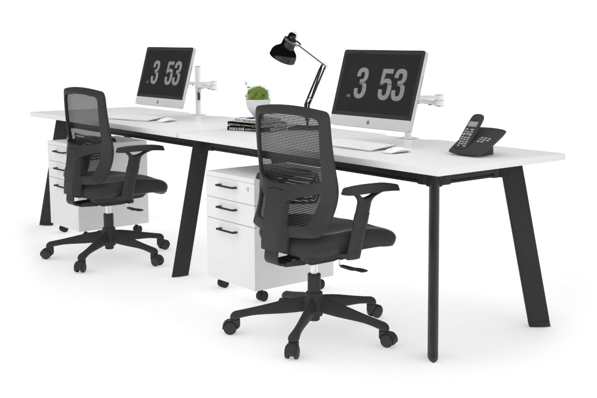 Switch - 2 Person Office Workstation Run [1200L x 800W with Cable Scallop] Jasonl Black leg white 