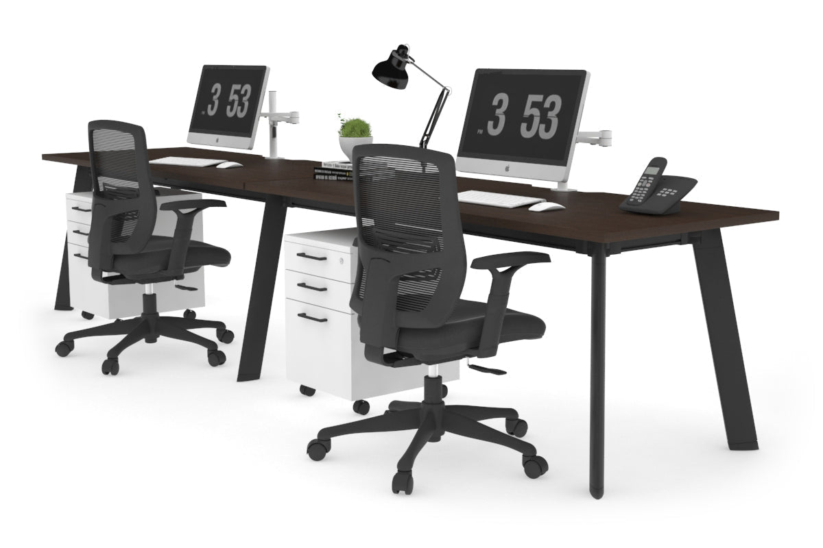 Switch - 2 Person Office Workstation Run [1200L x 800W with Cable Scallop] Jasonl Black leg wenge 