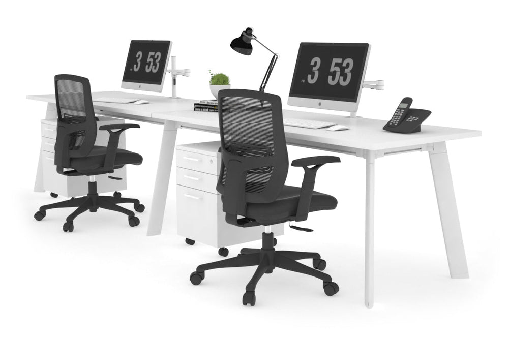 Switch - 2 Person Office Workstation Run [1600L x 700W]-White leg white 