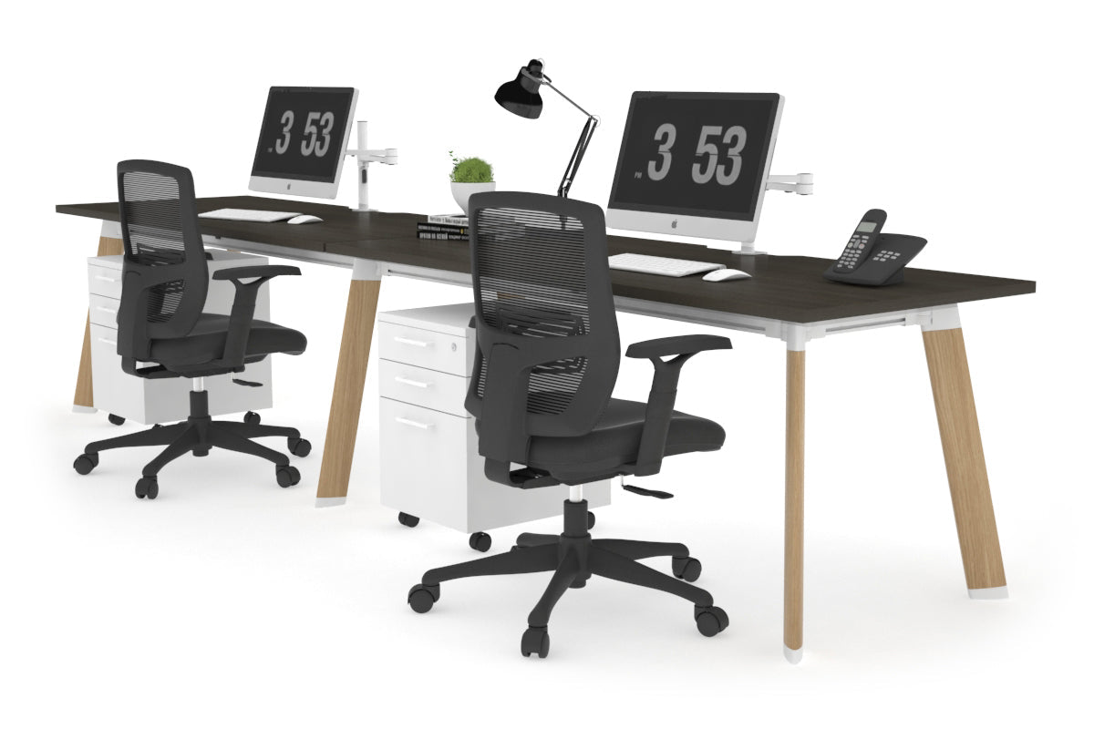 Switch - 2 Person Office Workstation Run [1600L x 800W with Cable Scallop] Jasonl Wood imprint leg dark oak 