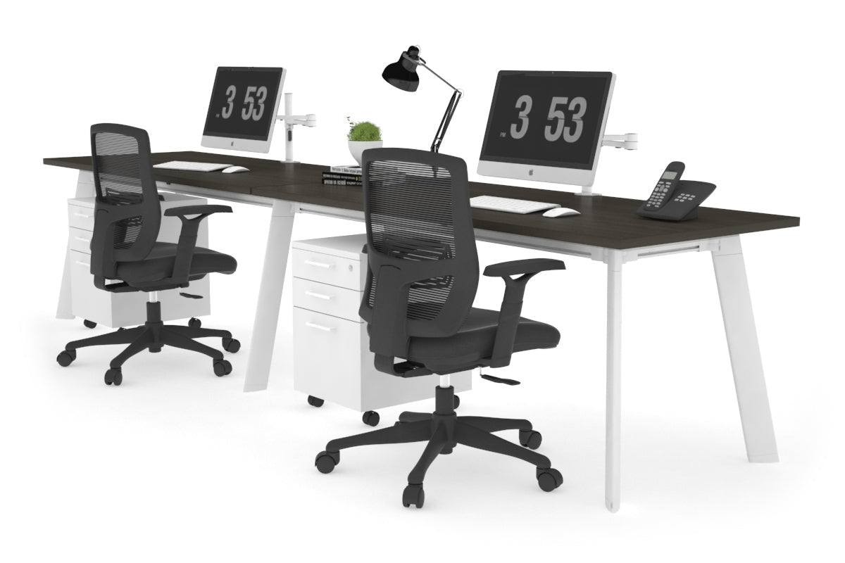 Switch - 2 Person Office Workstation Run [1800L x 700W] Jasonl White leg dark oak 