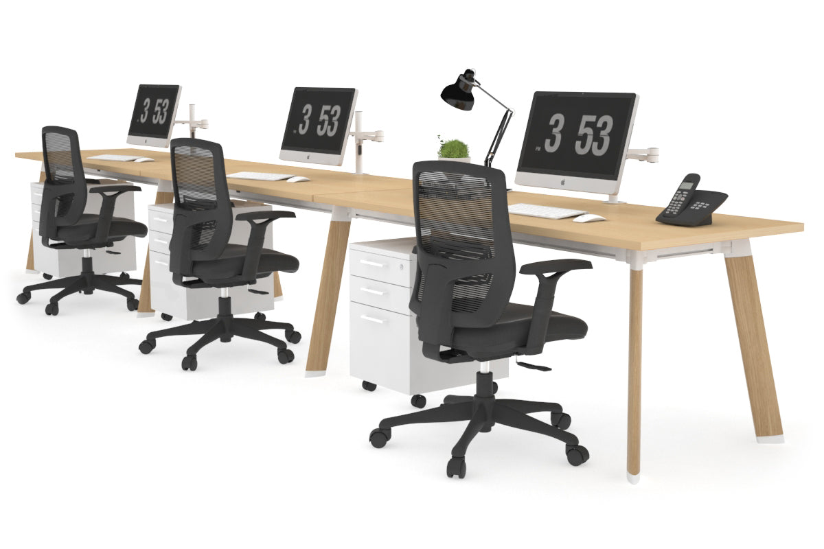 Switch - 3 Person Office Workstation Run [1400L x 700W] Jasonl wood imprint leg maple 