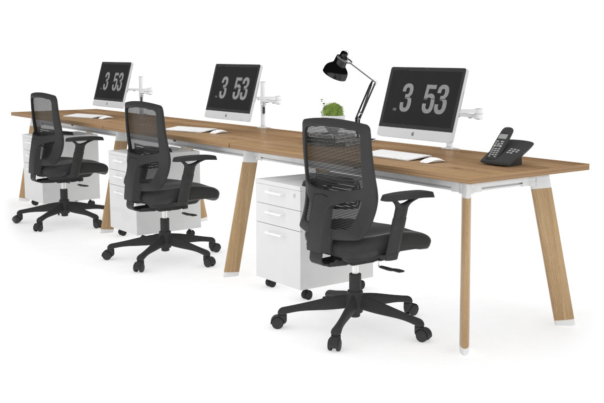 Switch - 3 Person Office Workstation Run [1400L x 700W] Jasonl wood imprint leg salvage oak 