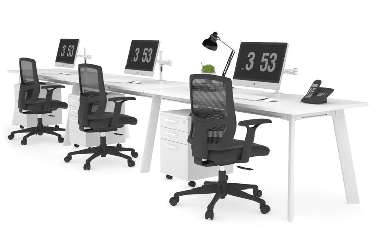 Switch - 3 Person Office Workstation Run [1800L x 800W with Cable Scallop] Jasonl white leg white 
