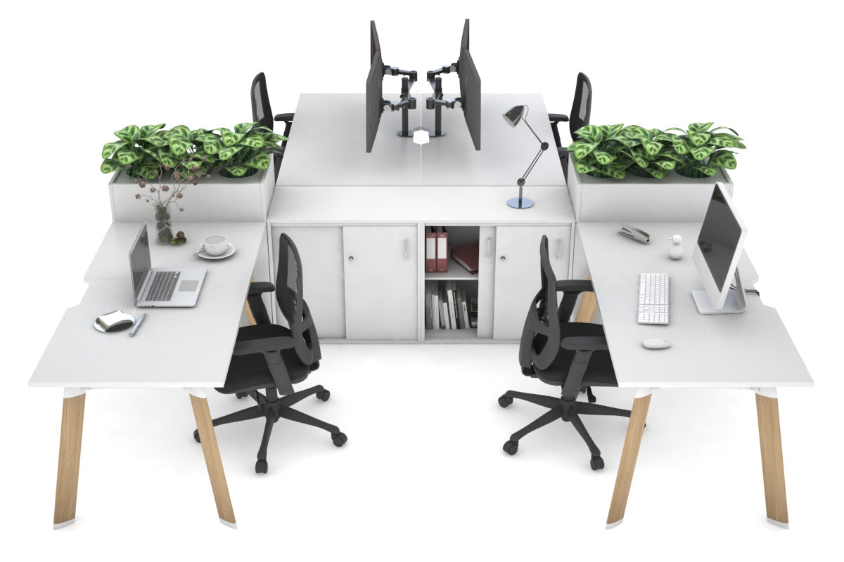 Switch 4 Person Workstations with Uniform Spine [4 x (1400L x 800W) with Cable Scallop] Jasonl wood imprint leg white/white planter 