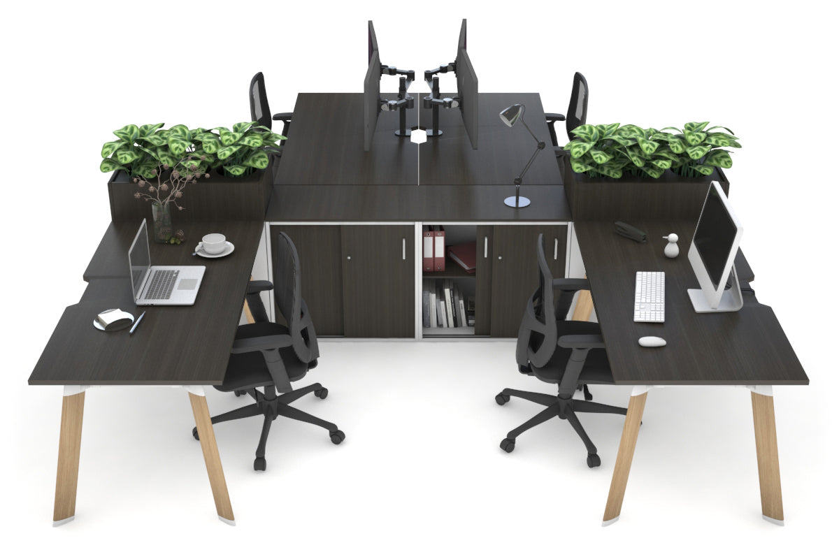 Switch 4 Person Workstations with Uniform Spine [4 x (1600L x 800W) with Cable Scallop] Jasonl wood imprint leg dark oak/dark oak planter 