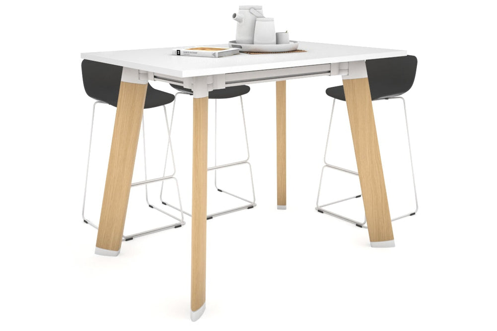 Switch Collaborative Counter High Table [1400L x 700W]-wood imprint leg white 
