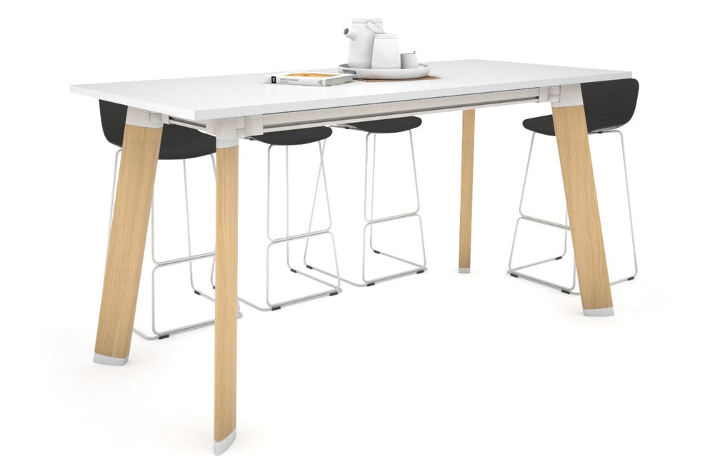 Switch Collaborative Counter High Table [1600L x 800W]-wood imprint leg white 
