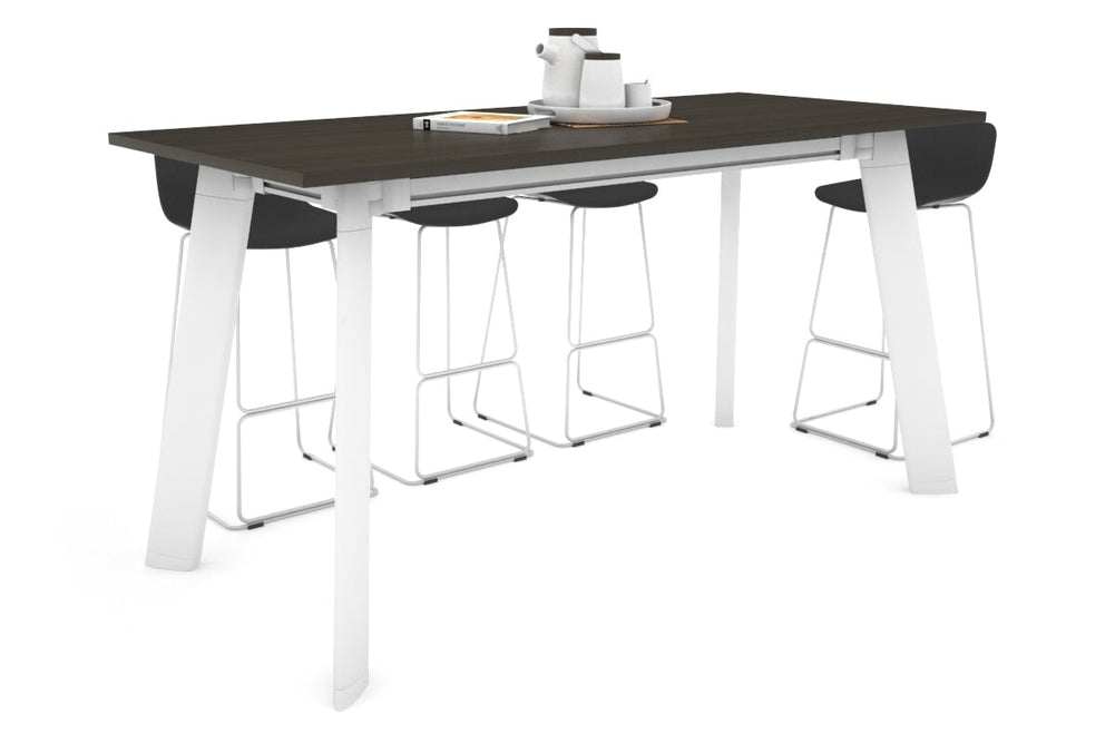 Switch Collaborative Counter High Table [1600L x 800W]-white leg dark oak 