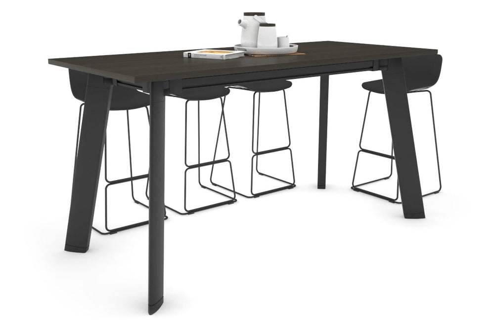 Switch Collaborative Counter High Table [1800L x 800W]-black leg dark oak 