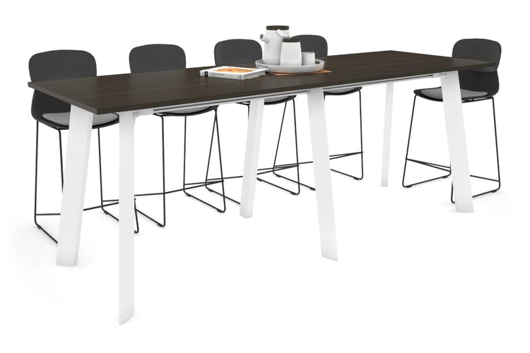 Switch Collaborative Counter High Table [2400L x 800W] Jasonl white leg dark oak 