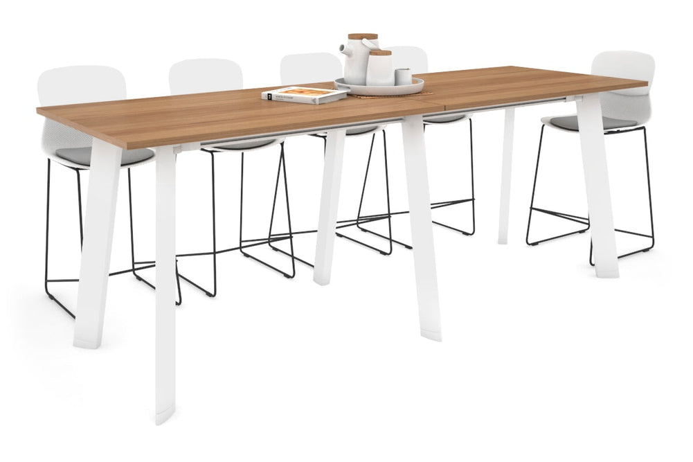 Switch Collaborative Counter High Table [2400L x 800W]-white leg salvage oak 