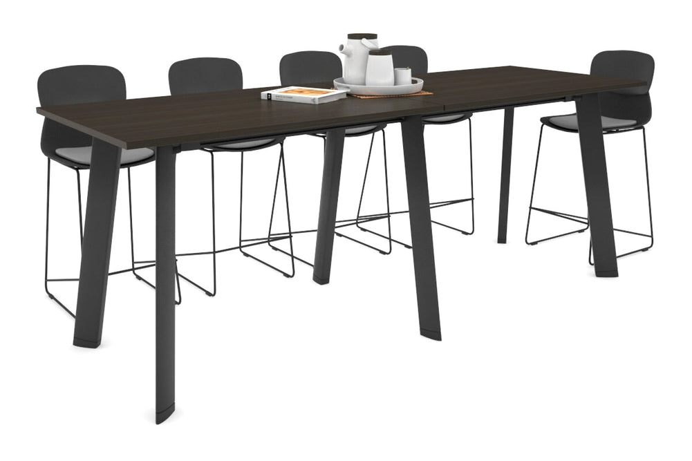 Switch Collaborative Counter High Table [2400L x 800W]-black leg dark oak 