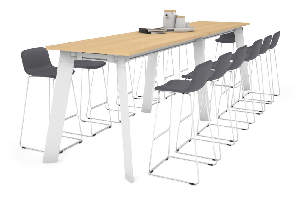 Switch Collaborative Counter High Table [3200L x 800W]-white leg maple 